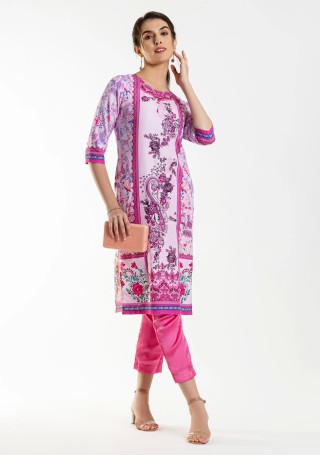 Pink Ethnic Print Straight Kurti