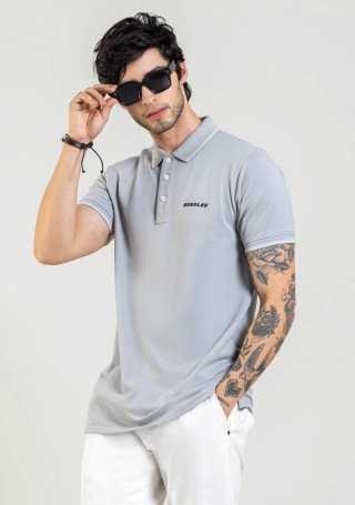 Grey Regular Fit Men's Polo T-Shirt