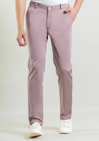 Light Mauve Regular Fit Men's Casual Cotton Trousers