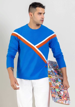 Cobalt Blue Regular Fit Men's Round Neck T-shirt