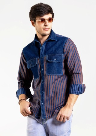 Blue Stripe Regular Fit Men's Casual Shirt