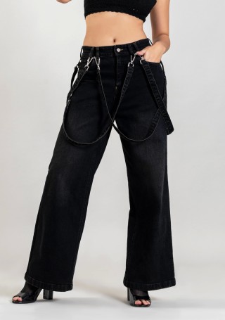 Black Wide Leg  Women's Fashion Jeans