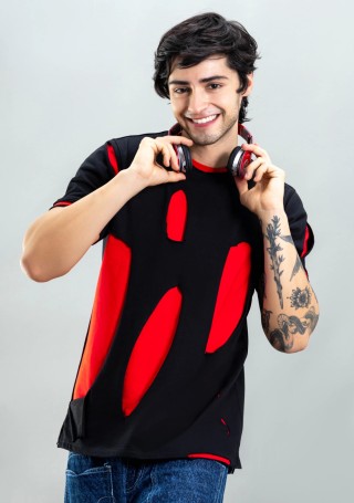 Black & Red Regular Fit Men