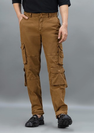Rust Straight Relaxed Fit Rhysley Men's Cargo Trousers