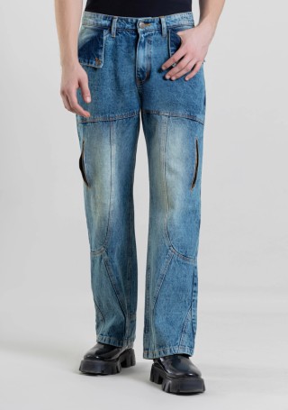 Blue Wide Leg Men's Fashion Jeans