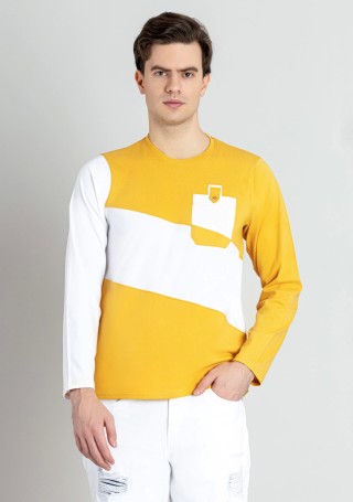 Corn Yellow and White Regular Fit Men