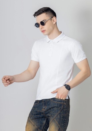 White Regular Fit Men’s Polo T-Shirt