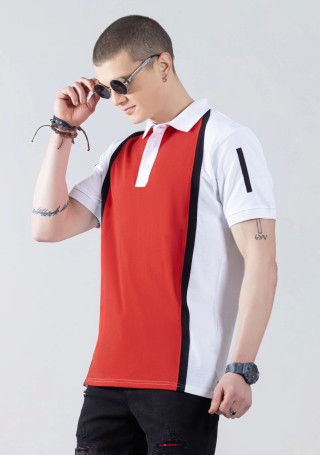 Red and White Regular Fit Men