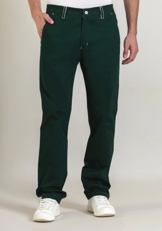 Bottle Green Regular Fit Men's Casual Trousers