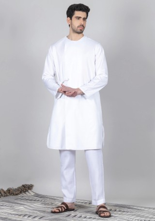 White Cotton Silk Men's Kurta