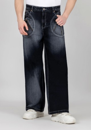 Black Wide Leg Men's Fashion Jeans