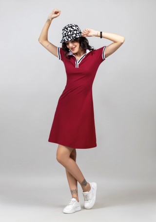 Red Pique Knit Mini Dress