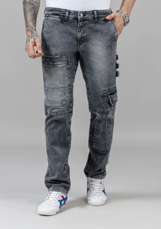 Grey Straight Fit Cut and Sew Men's Fashion Jeans