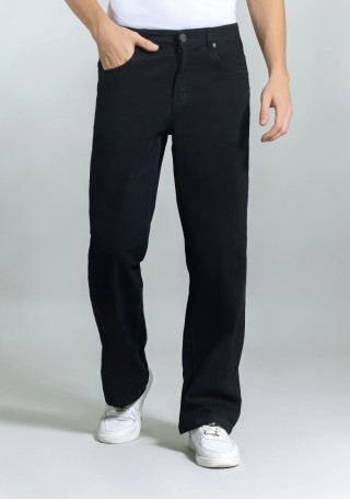 Black Straight Relaxed Fit Men's Jeans