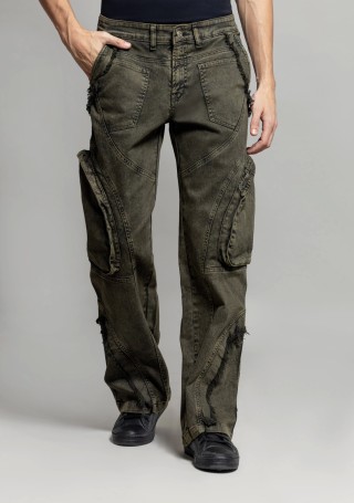 Greenish Grey Wide Leg Ultra Fashion Cargo Style Men