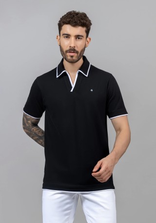 Black Regular Fit Men's Fashion Polo T-Shirt