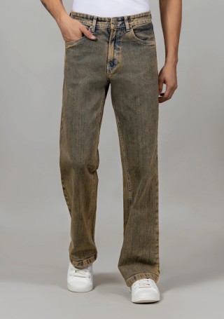Rust Wide Leg Men's Denim Fashion Jeans