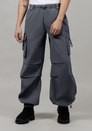 Grey Loose Baggy Men’s Cotton Parachute Trousers