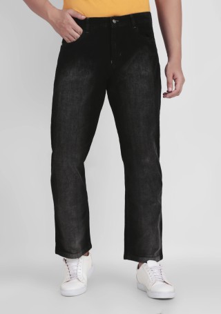 Matte Black Regular Fit Corduroy Men